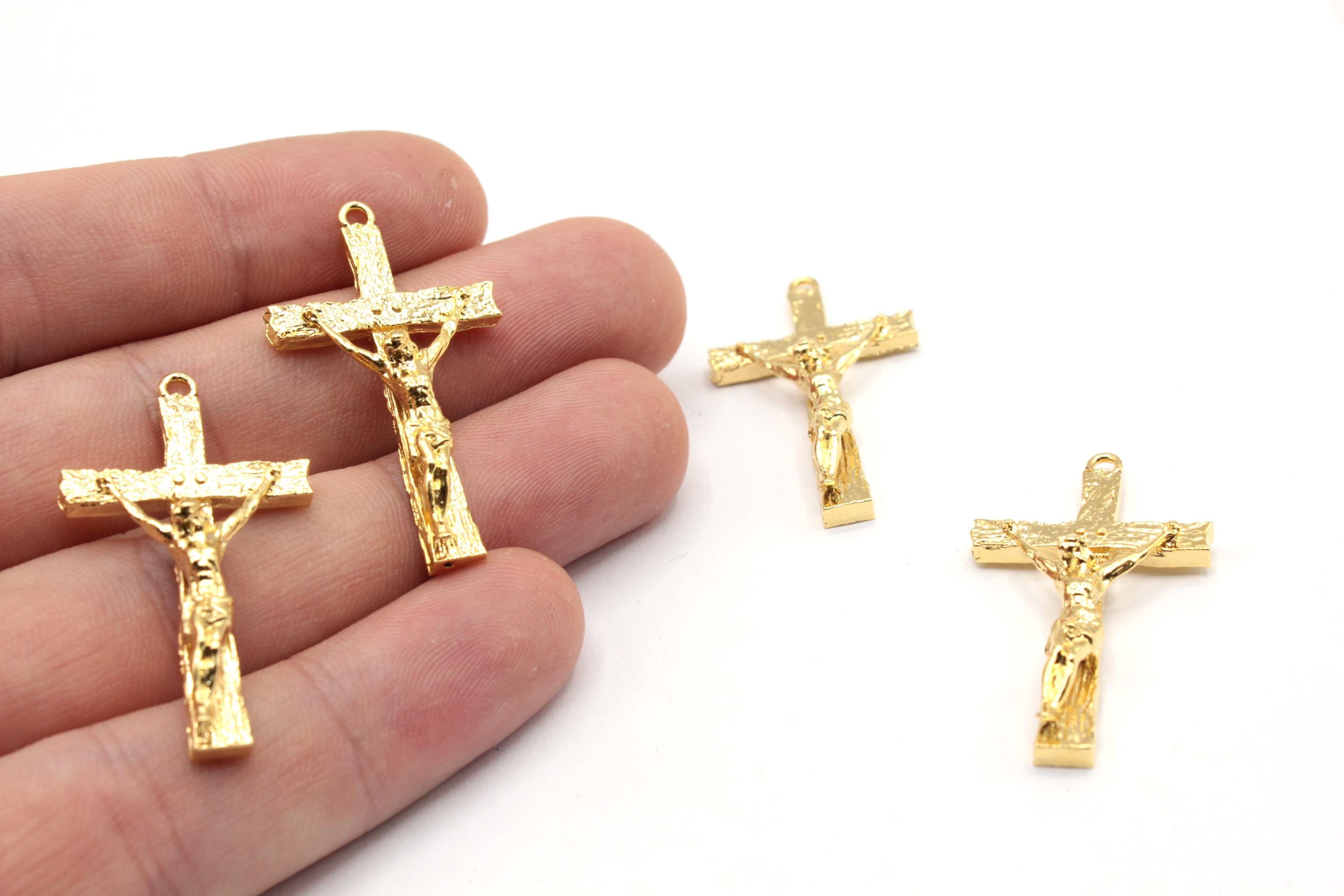 20x36mm 24k Shiny Gold Plated Jesus Cross Pendant, Cross Charm, Crucifix Pendant, Christian Pendant, Necklace Pendant, Gold Plated Findings