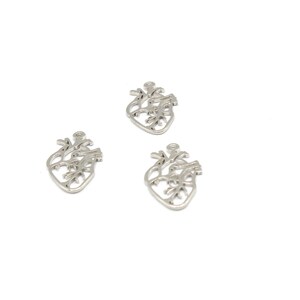 13x22mm Rhodium Anatomical Heart Charm