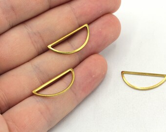 10x23mm Raw Brass Semi Circle Charm, Half Circle Ring, Blank Half Round Connector, Earring Pendant, Earring Findings, Brass Findings, RW488