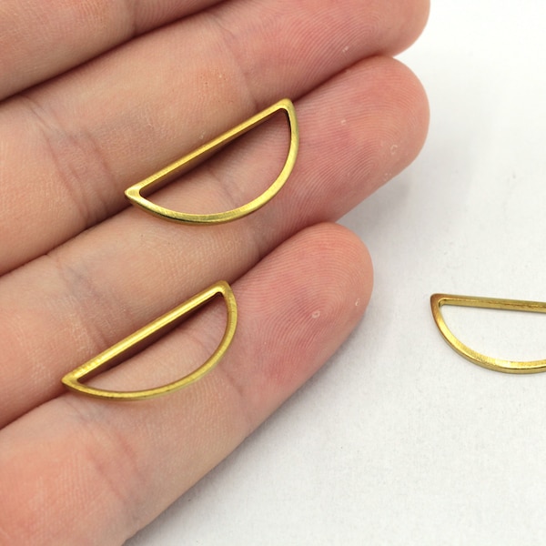 10x23mm Raw Brass Semi Circle Charm, Half Circle Ring, Blank Half Round Connector, Earring Pendant, Earring Findings, Brass Findings, RW488