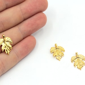 13x18mm 24k Shiny Gold Plated Leaf Charm, Leaf Pendant, Leaves Charm, Tiny Leaf Charm, Earring Pendants, Gold Plated Findings, GD190