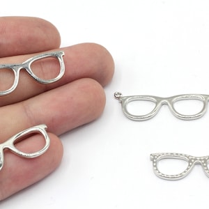 11x34mm Rhodium Plated Glasses Charm, Sunglasses Charm, Glasses Charm Bracelet Necklace for DIY Jewelry Making Supply