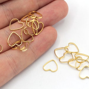 9x10mm 24k Shiny Gold Plated Heart Connector, Gold Heart Charm, Closed Heart Ring, Heart Jump Ring, Heart Loop, Gold Plated Findings, GLD282