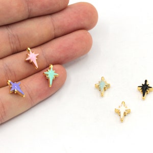 8x12mm 24k Shiny Gold Plated Enamel North Star Charm, Tiny North Star Charm, Bracelet Charm, North Star Beads, Gold Plated Findings, GD1169