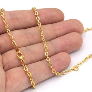 Tiny Necklace Chain, 16'' -17'' -18'' -20'' -22'' -25'' Ready Chain, Gold Finished Chain, Tiny Cable Chain, Gold Ready Necklace, RD122