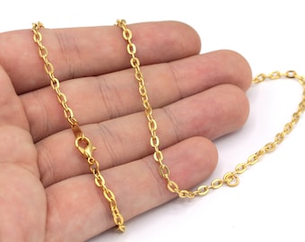 Cadena pequeña para collar, cadena lista para usar de 16'', 17'', 18'', 20'', 22'' y 25'', cadena con acabado dorado, cadena tipo cable pequeña, collar listo para usar con oro, RD122