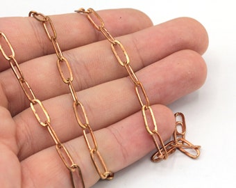 4x11mm Copper Paperclip Link Chain, Paperclip Chain, Cable Chain, Soldered Chain, Rectangular Chain, Dainty Chain, Brass Chain, HC097