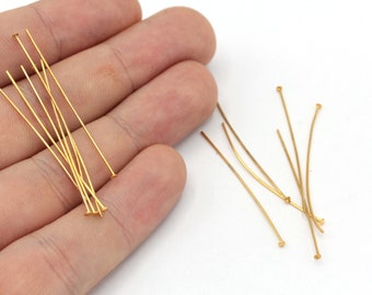 50 Pcs 23 Ga 40mm 24k Shiny Gold Plated Flat Head Pin, Gold Flat Head Pin, Head Pins, Gold Head Pins, Jewelry Making, Gold Plated Findings