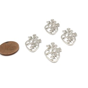 13x22mm Rhodium Anatomical Heart Charm
