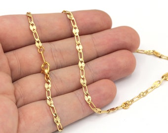 Cadena pequeña para collar, cadena lista para usar de 16'', 17'', 18'', 20'', 22'' y 25'', cadena con acabado dorado, cadena tipo cable pequeña, collar listo para usar en oro, RD052