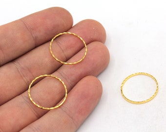 16mm 24k Shiny Gold Plated Round Link, Gold Connector, Gold Closed Ring, Gold Hoops, Round Connector, Gold Plated Findings, MJ394