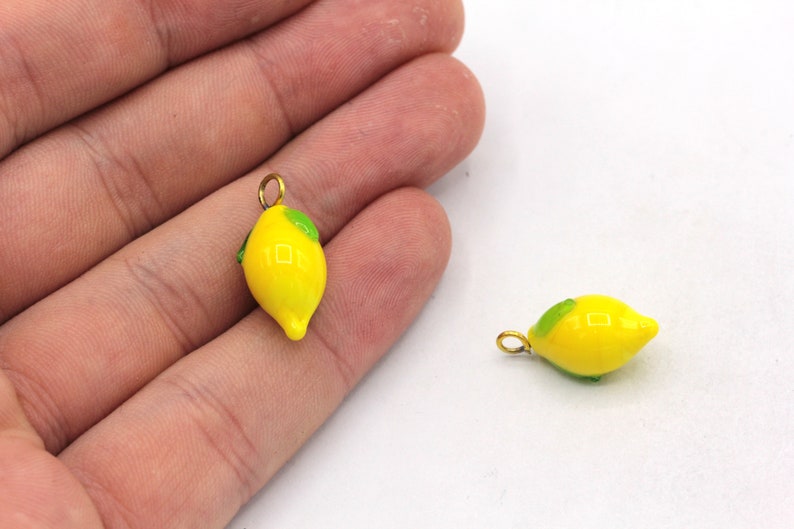 10x20mm Hand Made Murano Glass Lemon Beads, Murano Lemon Charm, Lemon Pendant, Lemon Beads, Tiny Murano Charms, Murano Glass Findings, MRN02 image 1