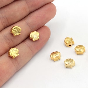 7x8mm 24k Shiny Gold Plated Sea Shell Beads, Ocean Beads, Sea Shell Spacer Beads, Sea Shell Bracelet Charm, Gold Plated Findings, GD997
