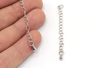 4 Pcs Rhodium Plated Drop Extender Chain, Extender Chain, Necklace Extender, Extender Set for Chain, Rhodium Plated Findings, MJ234