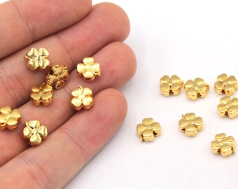 8 mm 24 kt glanzende gouden klaverkralen, klaver armbandbedel, bladkralen, gouden kralen, gouden tussenkralen, vergulde bevindingen, GD989