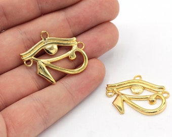 26x33mm 24k Shiny Gold Plated Eye of Horus Ra Charm, Eye of Ra Necklace, Gold Evil Eye Charm, Ra's Eye Charm, Gold Plated Findings, GD170
