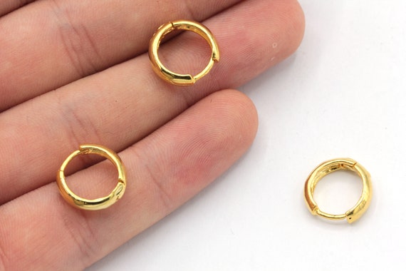 13mm 24k Shiny Gold Plated Leverback Earring Clasps Round