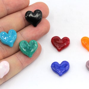 15mm Hand Made Murano Glass Mini Heart Beads, Love Beads, Murano Heart Bracelet Charm, Tiny Murano Charms, Murano Glass Findings, MRN09