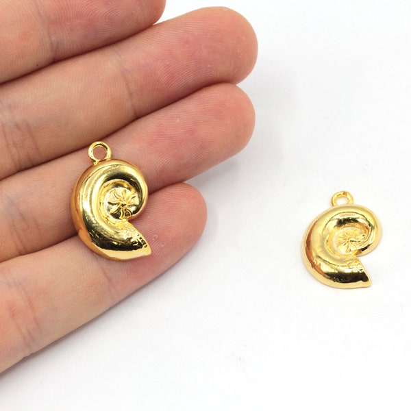 15x23mm 24k Shiny Gold Plated Snail Charm, Snail Shell Charm, Necklace Charm, Animal Charms, Gold Plated Findings, GD266