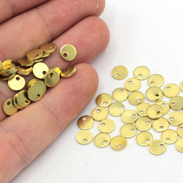 6mm Raw Brass Tiny Round Charm, Round Disc Charm, Stamping Tag, Flat Disc Charm, Personalized Coin, Jewelry Making, Brass Findings, BM309