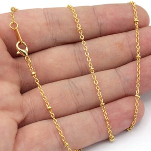 Dainty Necklace Chain, 16'' -17'' -18'' -20'' -22'' -25'' Ready Chain, Gold Finished Chain, Tiny Ball Cable Chain, Gold Ready Necklace, RD02