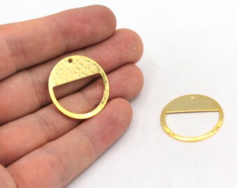 25mm Gold Hammered Round Charm, Medallion Pendant, Circle Charm, Geometric Charm, Earring Pendant, Gold Plated Findings, RGW459
