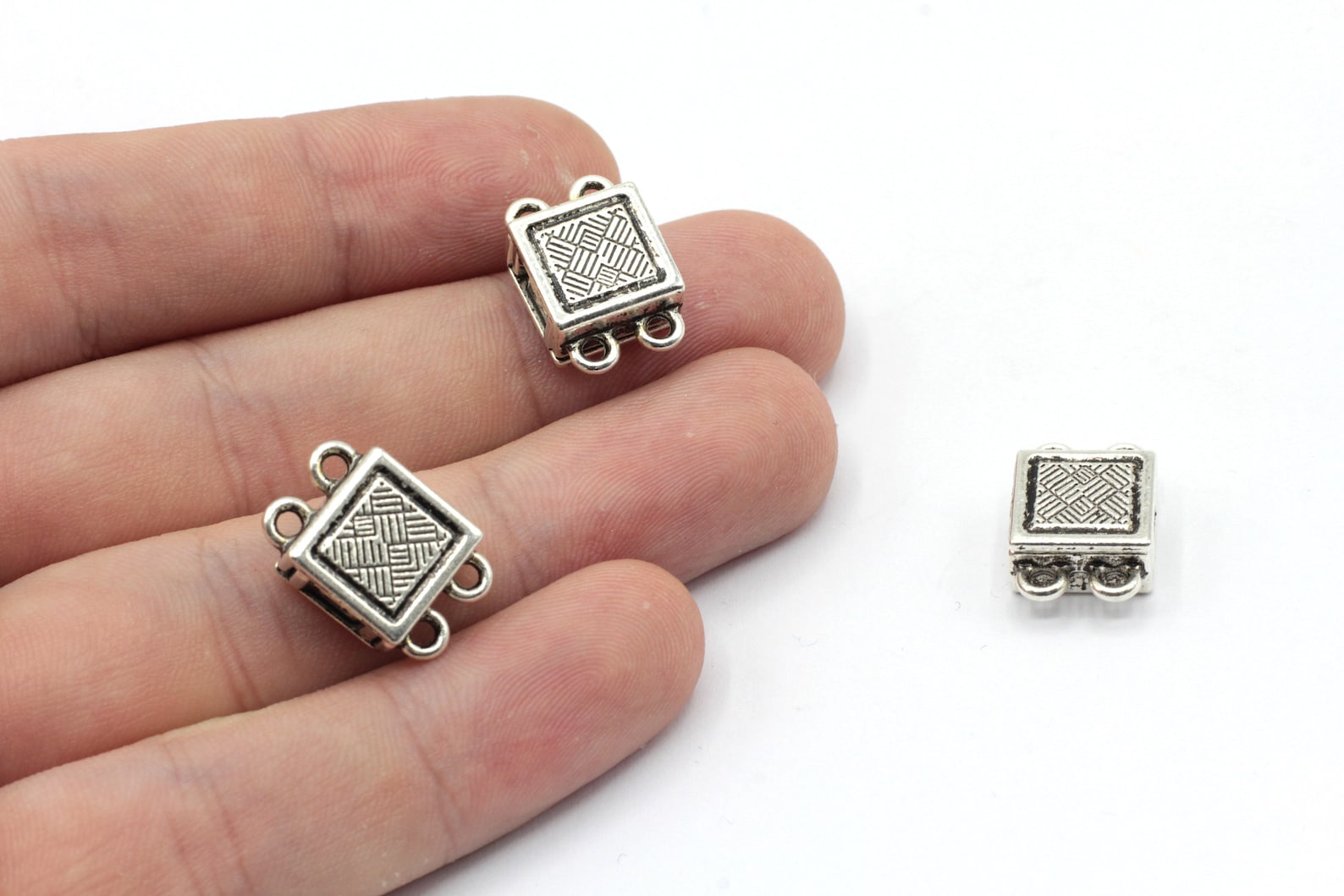 Multi Loop Clasp 11x15mm Silver Plated 2 Loops Magnetic Clasps, Multi Strand Clasps ...