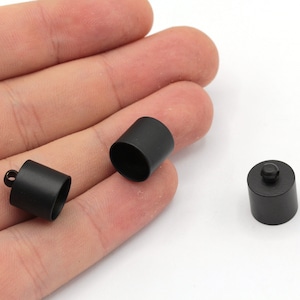 11x14mm Black End Caps, Hole Inner Size 10mm, Solid Black End Caps, Bead Caps, Cones, Cord Tip Ends, Black Findings, RBW545