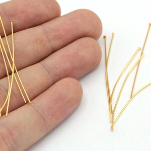 50 Stück 23 Ga 45 mm 24k glänzende Vergoldung Flachkopfstift, Gold Flachkopfstift, Nietstifte, Goldkopfstifte, Schmuckherstellung, Vergoldetes Zubehör