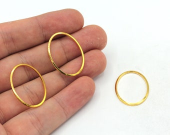 19x26mm Gold Plated Oval Charm, Oval Closed Ring, Blank Oval Connector, Earring Pendant, Earring Findings, Gold Plated Findings, RGW507