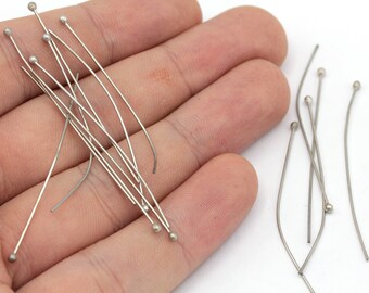 100 Pcs 23 Ga 45mm Silver Ball Head Pin, Silver Ball Head Pin, Head Pins, Silver Head Pins, Silver Ball Pin, Jewelry Making, Silver Findings
