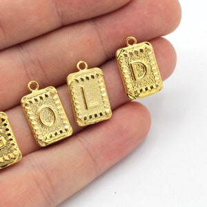12x20mm 24k Shiny Gold Letter Charm, Mini Letter Charm, Alphabet Letter Beads, Initial Charm, Letter Bracelet, Gold Plated Findings, GD1006