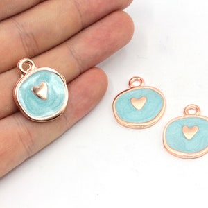 20x25mm Rose Gold Plated Enamel Heart Charm, Heart Medallion Charm, Rose Heart Charm, Love Pendant, Rose Plated Findings, GD6x4