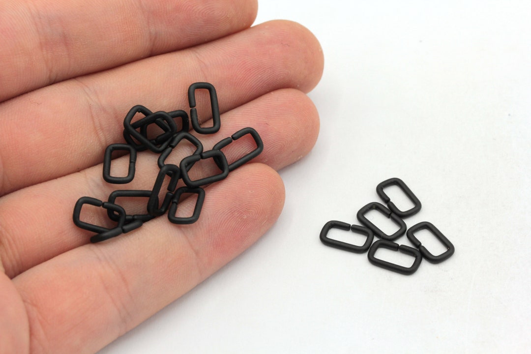 6x10mm Black Rectangle Jump Ring, Open Jump Ring, Rectangle Connector ...