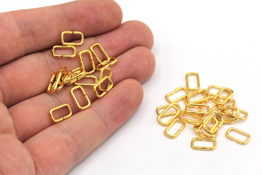 6x10mm Gold Rectangle Jump Ring, Open Jump Ring, Rectangle Connector