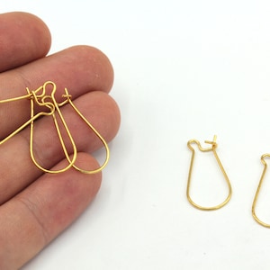 12x25mm 24k Shiny Gold Plated Drop Earrings, Drop Hoops, Tiny Drop Ear Wire, Gold Ear Wire, Hoop Earrrings, Gold Plated Findings, EG061