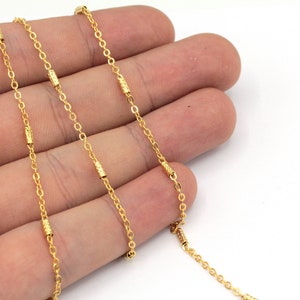 2mm 24k Shiny Gold Plated Tiny Cable Chain, Gold Bar Chain, Gold Satellite Chain, Soldered Chain, Bulk Chain, Gold Plated Chain, TM037-2
