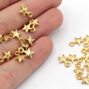 10 Pcs 11x13mm 24k Shiny Gold Plated Mini Star Charm, Tiny Star Charm, Gold Star Beads, Gold Charm, Star Bracelet, Gold Plated Finding, G778