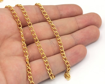 3.5x5mm 24k Shiny Gold Plated Tiny Cable Chain, Gold Oval Link Chain, Cable Chain, Soldered Chain, Satellite Chain, Gold Plated Chain, TM057