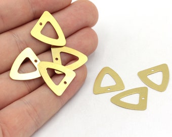 May include: Six gold-toned metal triangle charms with a hole at each point. The charms have a cut-out triangle shape in the center.