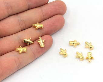 Ciondolo mini angelo placcato oro lucido 24k da 8 x 10 mm, piccolo ciondolo angelo, ciondolo angelo dorato, ciondolo braccialetto, perline angelo, accessori placcati oro, GD1171