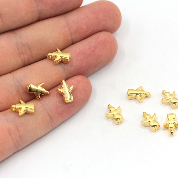 8x10mm 24k Shiny Gold Plated Mini Angel Charm, Tiny Angel Charm, Gold Angel Charm, Bracelet Charm, Angel Beads, Gold Plated Findings, GD1171