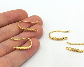 14Kゴールドメッキイヤリング金具、キュービックパヴェイヤリング
