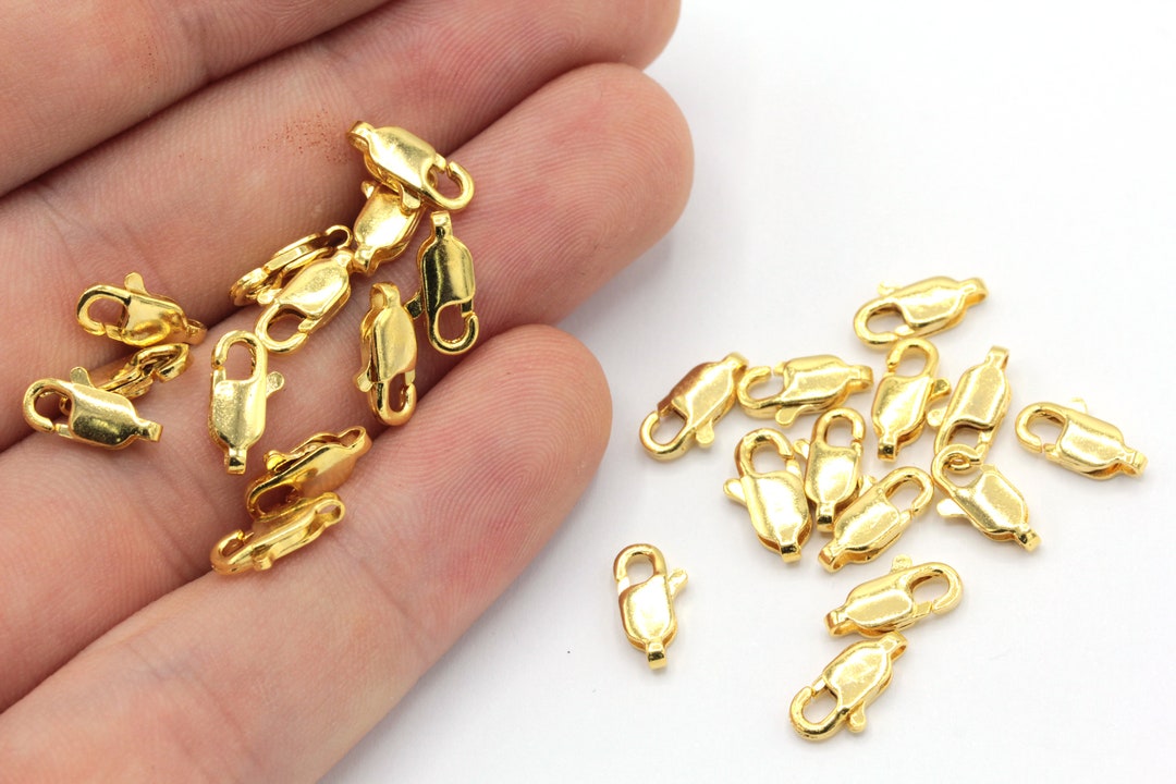 10 Pcs 14mm 24k Shiny Gold Lobster Clasps, Claw Clasps, Lobster Claw