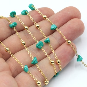 24k Shiny Gold Plated Stone with Ball Chain, Gold Ball Beaded Chain, Soldered Chain, Beaded Chain, Tiny Gold Chain, Gold Plated Chain, BHR02