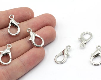 5 Pcs 20mm Rhodium Plated Lobster Clasps, Claw Clasps, Lobster Claw Clasps, Chain Connector, Jewelry Clasp, Rhodium Plated Findings, MJ286