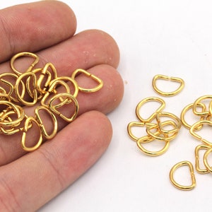7x10mm Gold D Shape Jump Ring, Open Jump Ring, Semi Circle Connector Jump Ring, Earring Making, Earring Finding, Gold Findings, RGW026