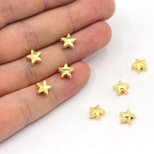 8mm 24k Shiny Gold Plated Mini Star Beads, Celestial Beads, Star Spacer Beads, Star Bracelet Charm, Gold Plated Findings, GD1002