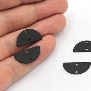 10x20mm Black Semi Circle Charm, Semi Circle Connector Charm, Black Charms, Earring Pendant, Earring Findings, Black Plated Findings, BM458