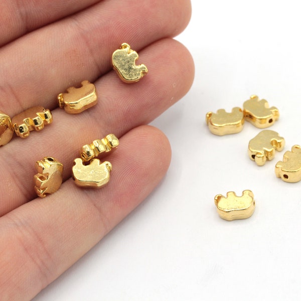 7x9mm 24k Shiny Gold Plated Elephant Beads, Animal Beads, Elephant Spacer Beads, Elephant Bracelet Charm, Gold Plated Findings, GD412